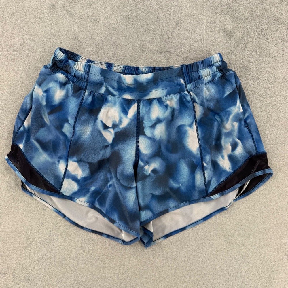 Lululemon Hotty Hot High-Rise Lined Short 4 Womens 8 Tall Blue White Tie Dye